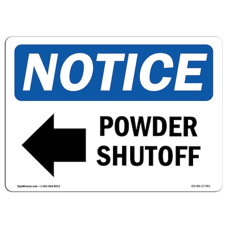 Signmission OSHA Notice Sign, 10" Height, Aluminum, Power Shutoff (Left Arrow) Sign With Symbol, Landscape OS-NS-A-1014-L-17746